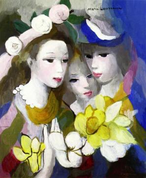 Three Women With Flowers Artwork by Marie Laurencin