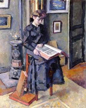 Girl Reading a Book Artwork by Charles Guérin