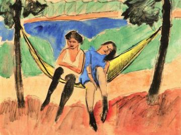 Two Girls In A Hammock Ii Artwork by Hermann Max Pechstein
