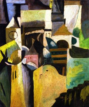 Composition with House and Church Artwork by Albert Gleizes