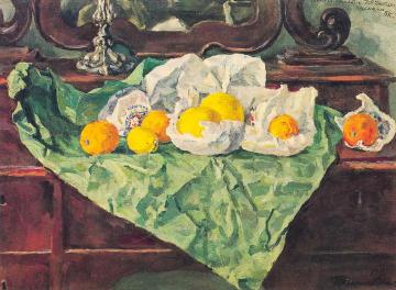 Still Life. Oranges and crumpled paper Artwork by Pyotr Konchalovsky