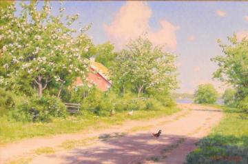 Cottage by the road Artwork by Johan Krouthén