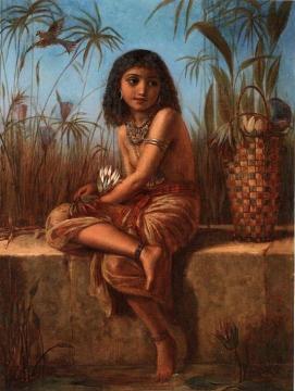 An Egyptian Flower Girl Artwork by Frederick Goodall