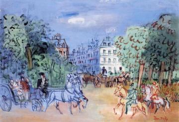 Carriages And Horsemen In The Bois De Boulogne Artwork by Jean Dufy