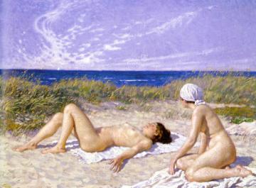 Sunbathing in the Dunes Artwork by Paul Gustave Fischer