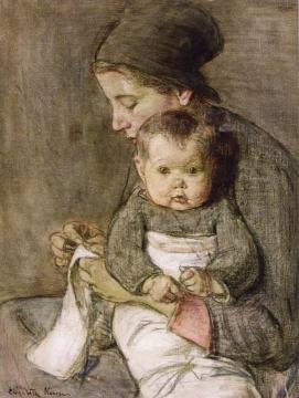 Mother And Baby Artwork by Elizabeth Nourse