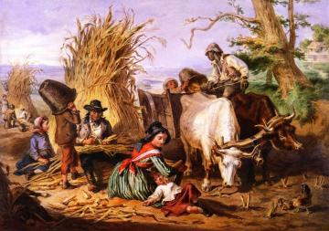 Gathering Corn in Virginia Artwork by Felix Octavius Carr Darley