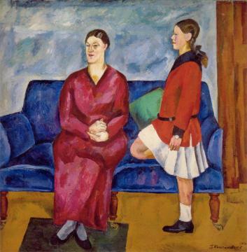 Portrait of S. P. Konchalovsky with her daughter Artwork by Pyotr Konchalovsky