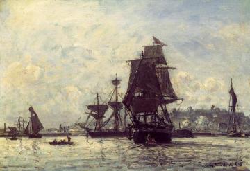 Sailing Ships at Honfleur Artwork by Johan Berthold Jongkind