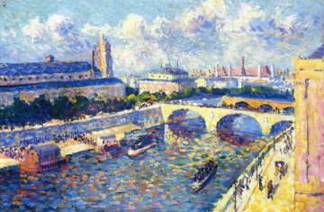 Paris, The Seine And The Quai De La Megisserie Viewed From The Quai De Horloge Artwork by Maximilien Luce