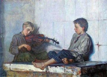 Music Lesson Artwork by Nikolai Petrovich Bogdanov-belsky