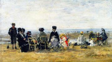 Trouville, a Family on the Beach Artwork by Eugène-Louis Boudin