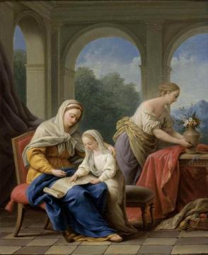 The Education of the Virgin Artwork by Louis Jean François Lagrenée