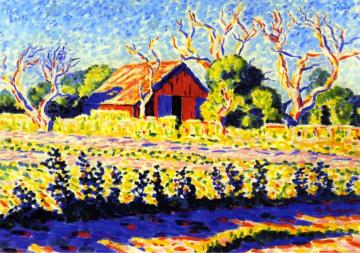Red Barn Artwork by Oscar Bluemner