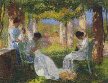 Beneath the Trellis Artwork by Henri Martin
