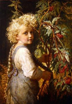 Gathering Red Berries Artwork by Karl Wilhelm Friedrich Bauerle