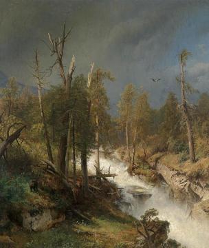 Waterfall in the Mountains Artwork by Herman Herzog