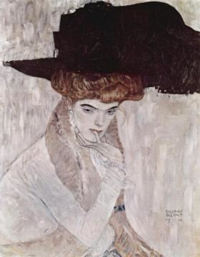 The Black Feather Hat Artwork by Gustav Klimt