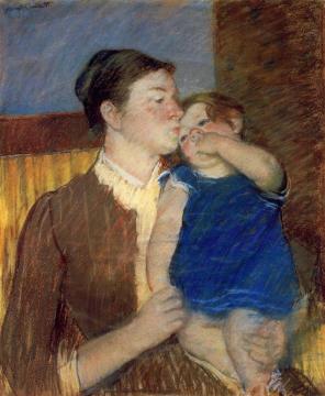 Mother's Goodnight Kiss Artwork by Mary Cassatt