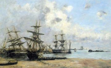 Portrieux, Boats in the Port Artwork by Eugène-Louis Boudin