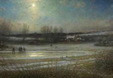 A Frosty Night: The Frozen Mill Pond Artwork by George Henry Boughton