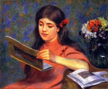 Girl Looking at a Book Artwork by Federico Zandomeneghi