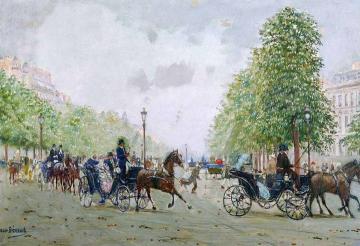 The Promenade on the Champs-Elysees Artwork by Jean Georges Beraud