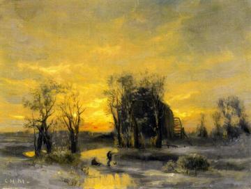 Winter Landscape At Jane's Mill, Hempstead Artwork by Charles Henry Miller