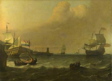 Dutch Men-of-war entering a Mediterranean Port Artwork by Ludolf Bakhuizen