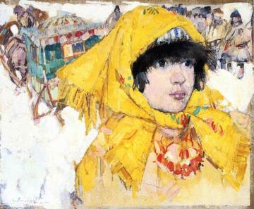 Siberian Girl in Yellow Artwork by Leon Shulman Gaspard