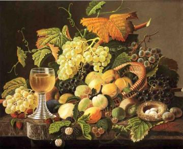 Still Life With Fruit, Bird's Nest And Wine Glass Artwork by Severin Roesen