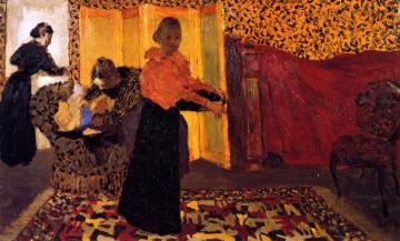 Interior with Red Bed Artwork by Edouard Vuillard