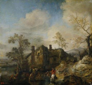 Watering Horses Artwork by Philips Wouwermans