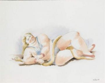 La femme au serpent Artwork by Fernando Botero