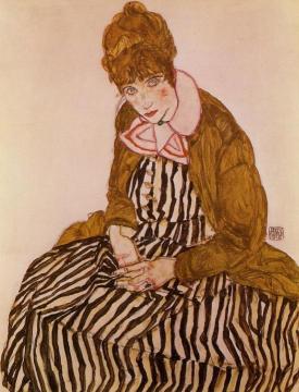 Edith Schiele, Seated Artwork by Egon Schiele