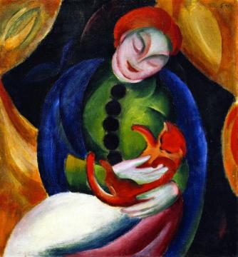 Girl with Cat II Artwork by Franz Marc