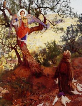 Saint Francis Of Assisi And The Heavenly Melody Artwork by Frank Cadogan Cowper
