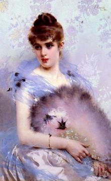 The Feathered Fan Artwork by Vittorio Matteo Corcos