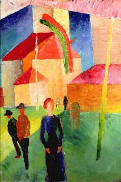 Church Decorated with Flags Artwork by August Macke