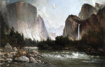 Piute Fishing on the Merced River, Yosemite Valley Artwork by Thomas Hill