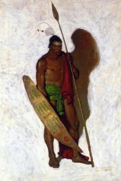 African Warrior Artwork by Newell Convers (N.C.) Wyeth