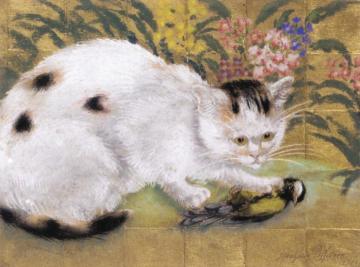 Cat And Bird Artwork by Georges Manzana Pissarro