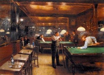 A Game Of Billiards Artwork by Jean Georges Beraud