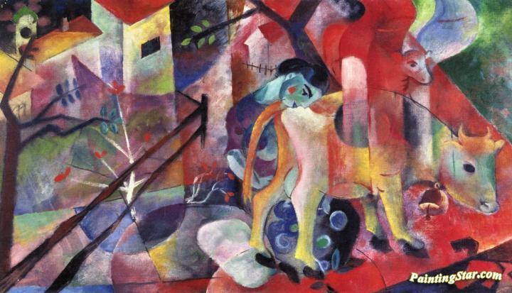 Picture With Cow Artwork by Heinrich Campendonk