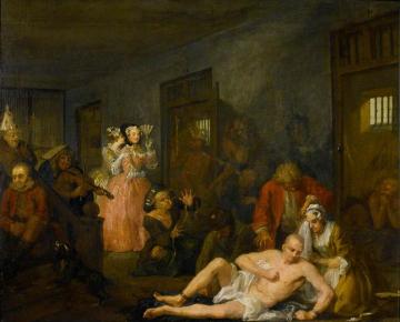 A Rake's Progress: 8.  The Rake in Bedlam Artwork by William Hogarth