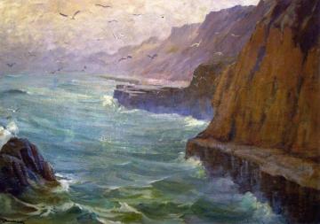 Misty Seacliffs Artwork by Jean Mannheim