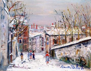 Rue Du Mont-cenis In The Snow Artwork by Maurice Utrillo