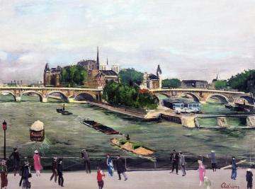 The Pont Neuf and the Ile de la Cite, Paris Artwork by Lucien Adrion