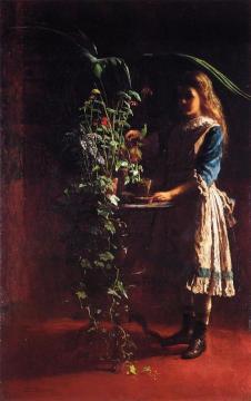 Watering Flowers Artwork by Eastman Johnson