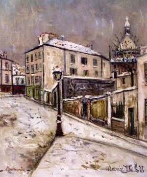 Place Jean-baptiste Clèment, Montmartre Artwork by Maurice Utrillo